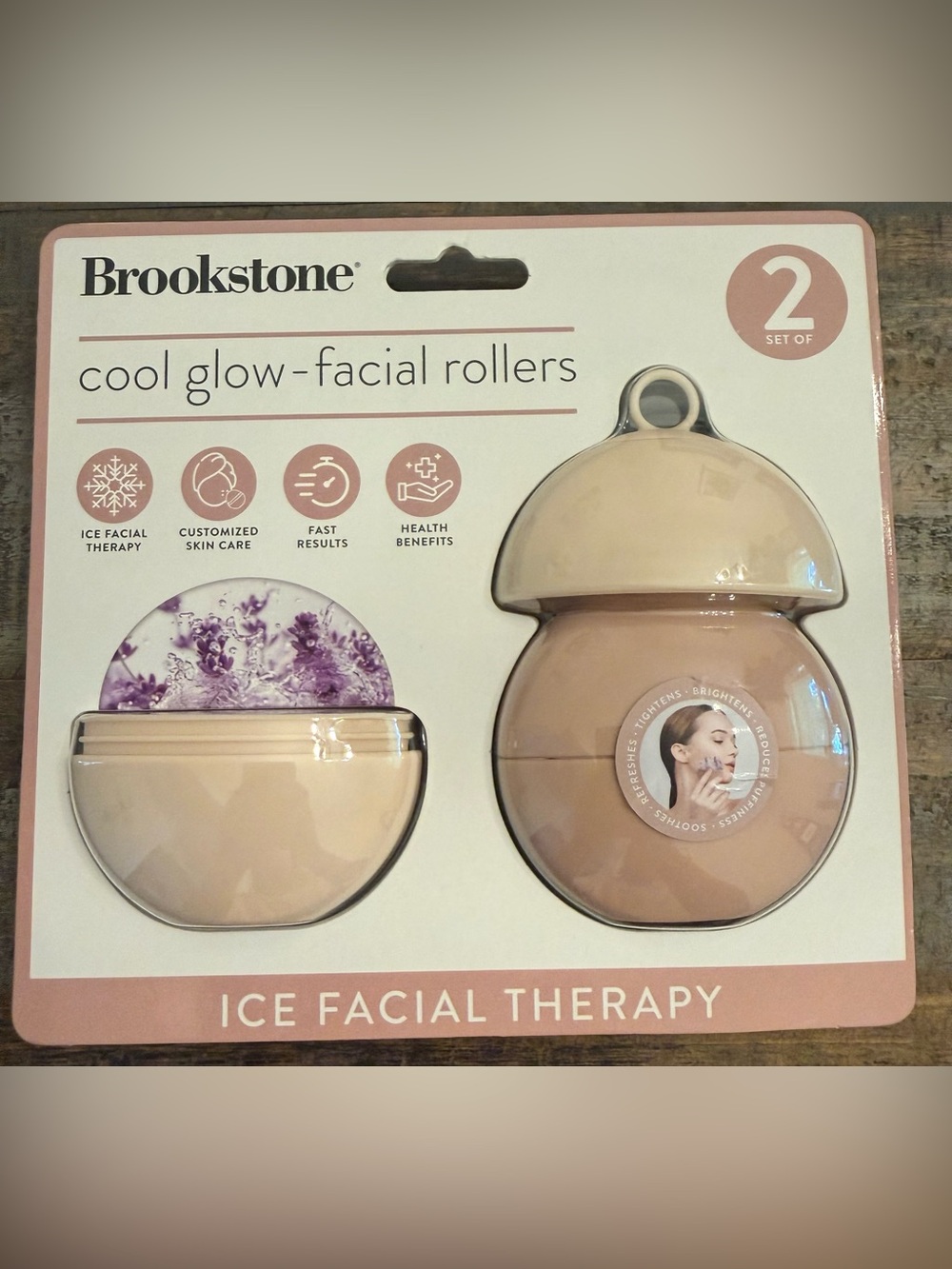 Brookstone Facial Ice Rollers - Pale Pink Set of 2 NWOT Sealed Unopened Package